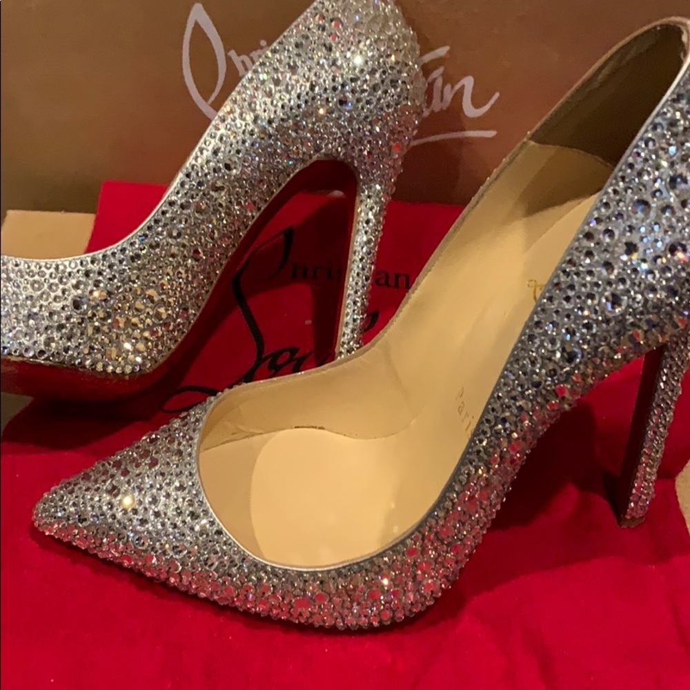 $SOLD$christian Louboutin pigalle silver strass 37